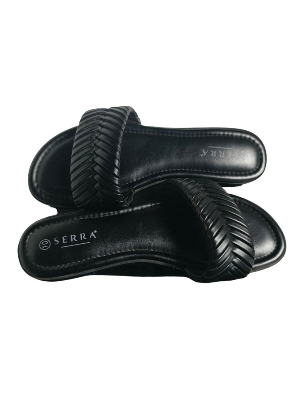 Serra Womens 10 Slide Sandals Black Braided Slip-On Comfort Cushioned Versatile